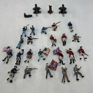 Vintage Safari Ltd Soldier Figures Lot Cannons Civil War Revolutionary Lot Of 26